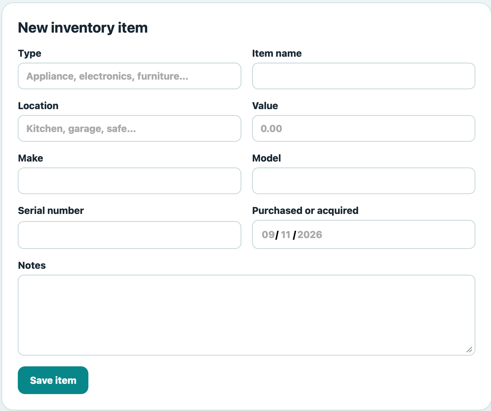DecaVault DisasterTrack home inventory tracker for recording item details, value and serial number