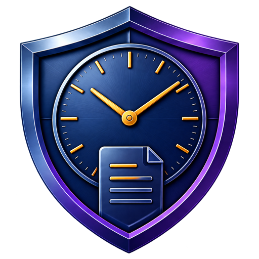 TimeBilling clock and billing document shield icon